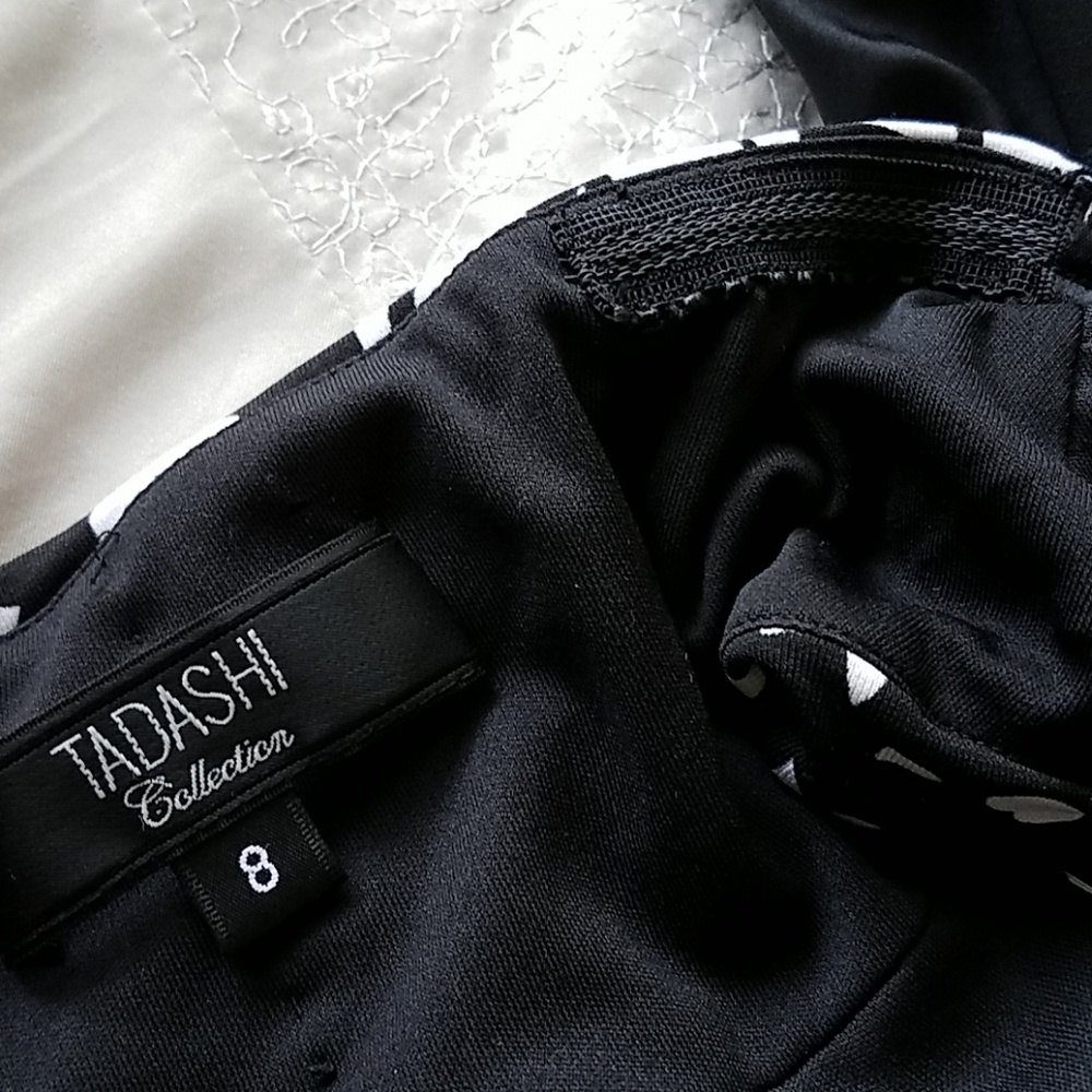 Tadashi Black Cocktail Dress Floral Bodice Size 8 - Picture 7 of 8